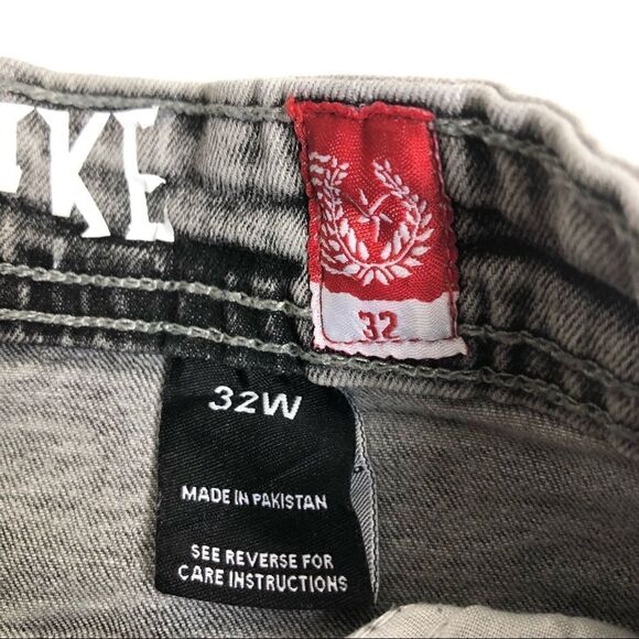 Black Pike Painted Gray Denim Jean Shorts - Picture 4 of 7